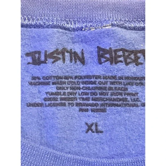 Justin Bieber Sweatshirt Sz XL Spicy X NYCBlue Crewneck Screenprinted Graphic